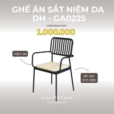GHẾ ĂN SẮT SƠN TĨNH ĐIỆN NIỆM DA DH - GA0225 | Giải pháp ghế ăn hiện đại, bền đẹp cho mọi không gian