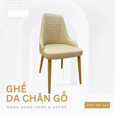 Ghế ăn chân gỗ tần bì – Bọc nệm da