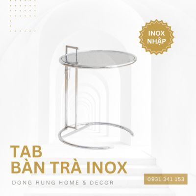 Tab bàn trà inox nhập - Mặt kính