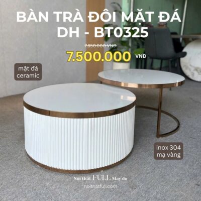 Bàn Trà Đôi Mặt Đá Ceramic DH - BT0325