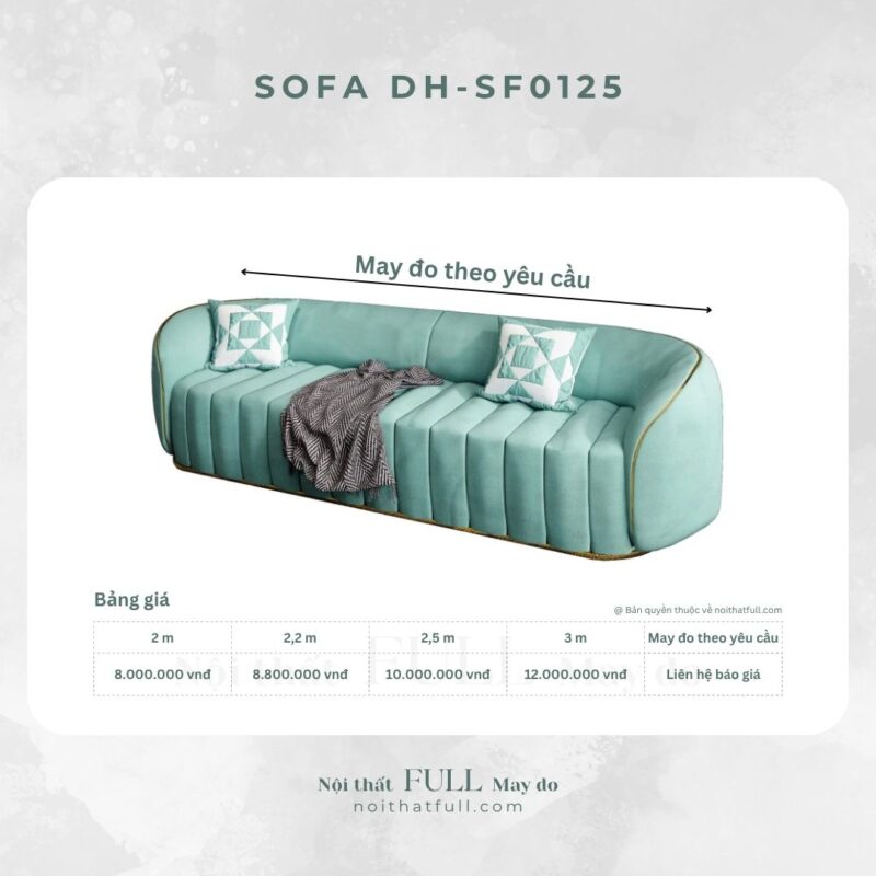 Sofa DH - SF0125 Màu Xanh Dương Sậm Phối Viền Inox Mạ Vàng – Thanh Lịch & Mạnh Mẽ Trong Từng Đường Nét