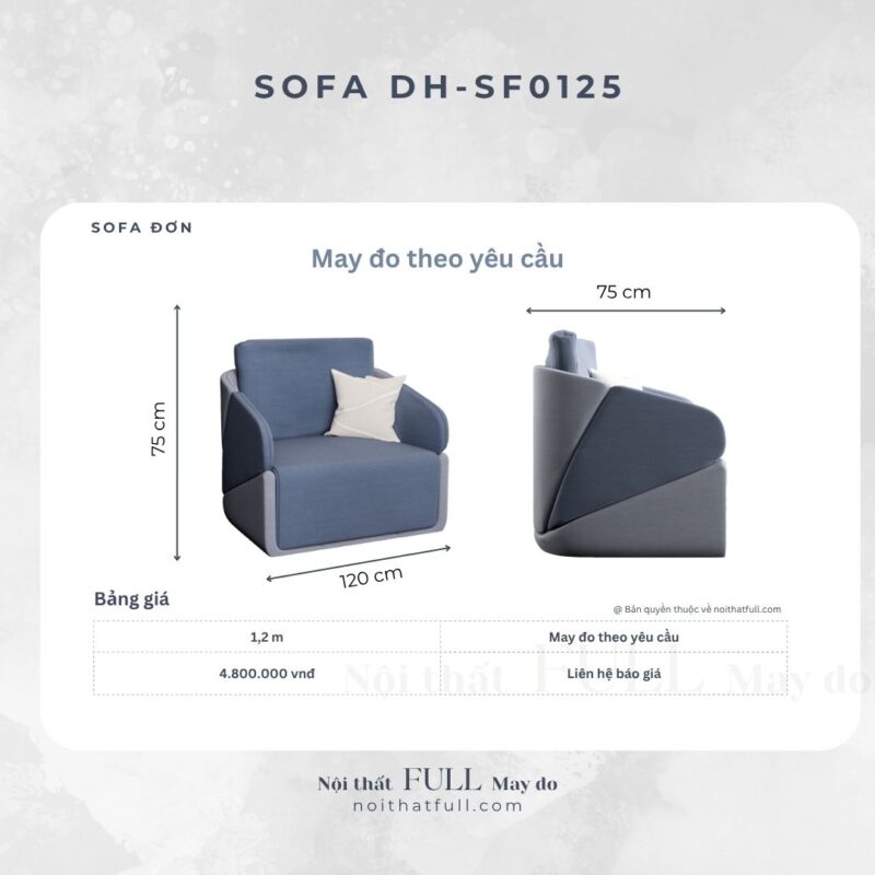 Bộ Sofa DH - SF0225 | Sofa May Đo Cao Cấp – SOFA DÀI 2,2 M, ĐƠN 1,2 M