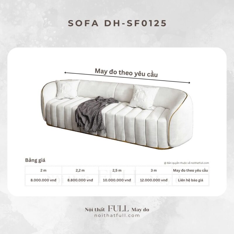 Sofa DH - SF0125 – Ghế Sofa Vải Bố May Đo Theo Yêu Cầu, Thiết Kế Hiện Đại, Giá Tốt