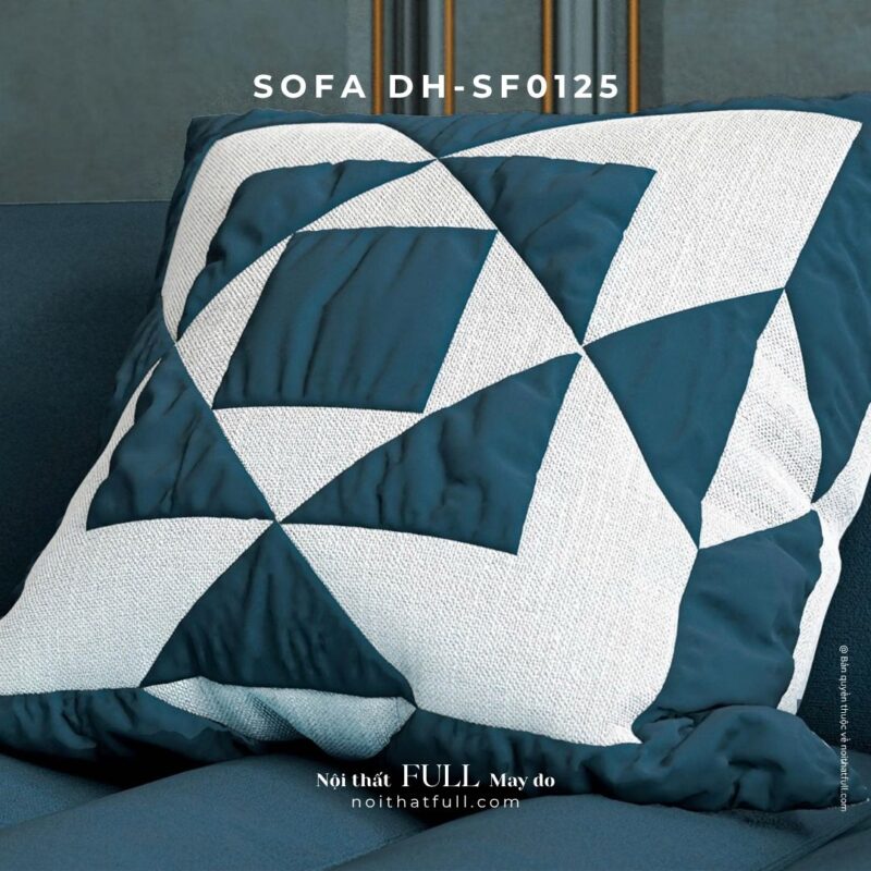 Sofa DH - SF0125 Màu Xanh Dương Sậm Phối Viền Inox Mạ Vàng – Thanh Lịch & Mạnh Mẽ Trong Từng Đường Nét