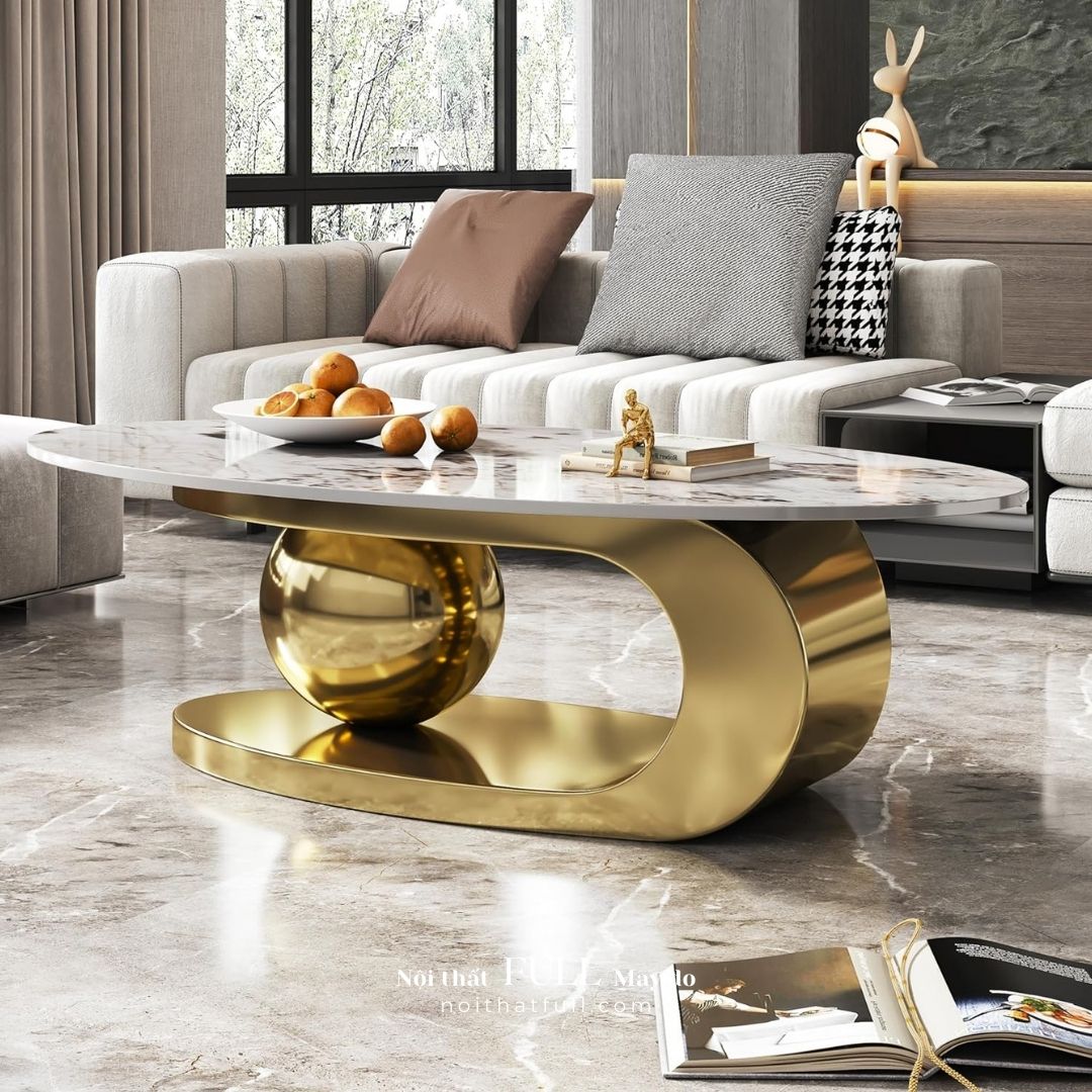 Bàn trà inox mạ PVD vàng cao cấp Bàn trà inox mạ PVD vàng cao cấp