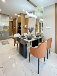 BỘ BÀN ĂN MẶT ĐÁ CERAMIC 1.6M – CHÂN SẮT SƠN TĨNH ĐIỆN