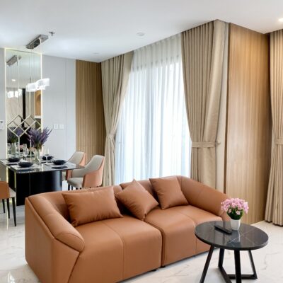 Sofa da màu nâu cam cao cấp