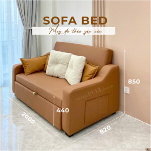 Sofa bed màu nâu da bò cao cấp – Thiết kế 2 trong 1 tiện nghi, tiết kiệm diện tích