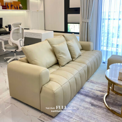 Sofa Da Vân Hà Cao Cấp – Form Vuông Vức, Dáng Chuẩn