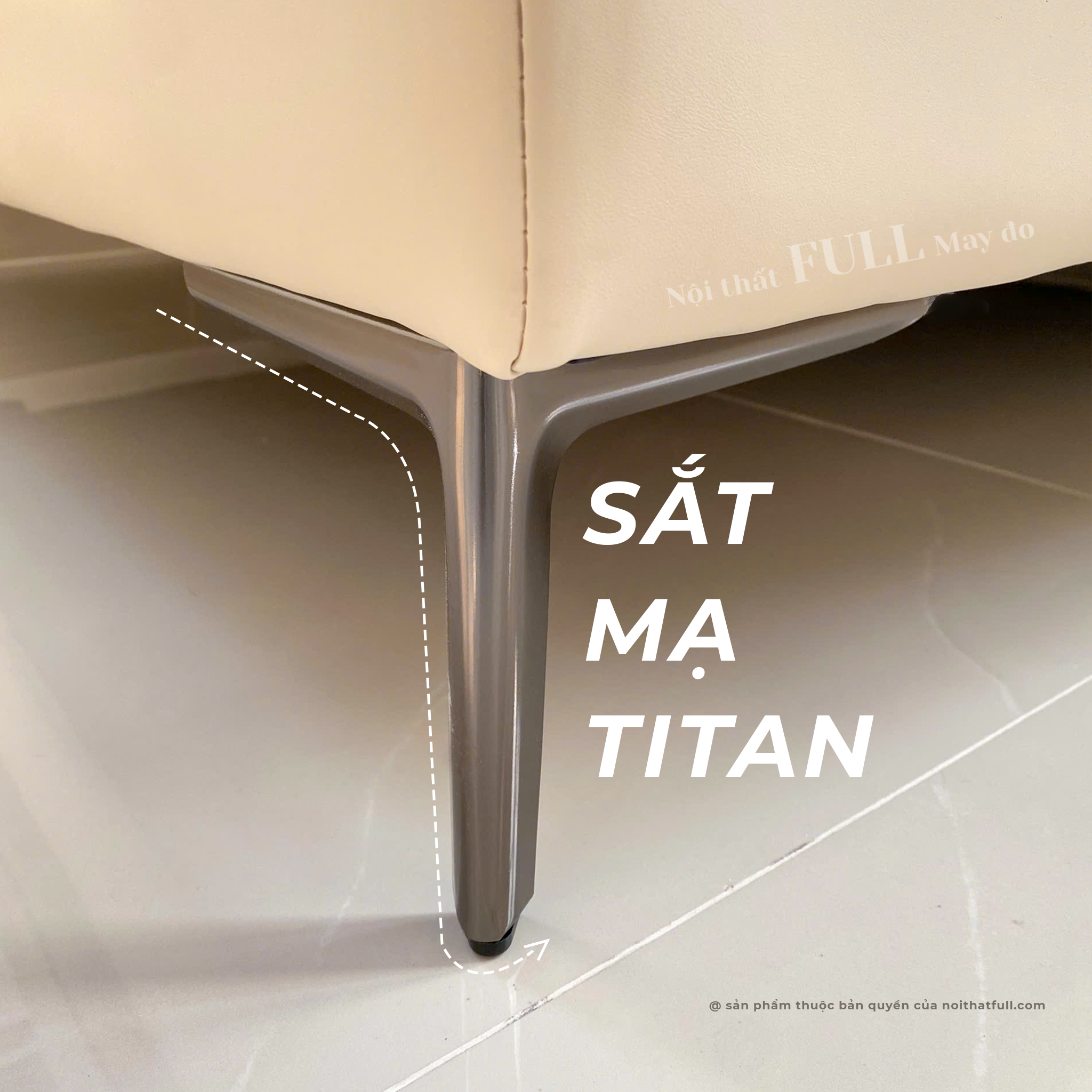 Sofa L da chống mực chân sắt mạ titan cao cấp – lựa chọn tối ưu cho không gian sống hiện đại Sofa L da chống mực chân sắt mạ titan cao cấp – lựa chọn tối ưu cho không gian sống hiện đại