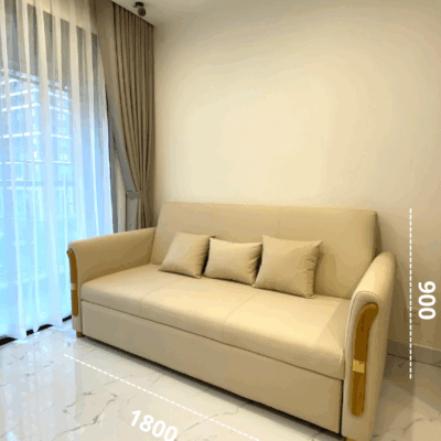 Sofa giường phối tay gỗ sồi