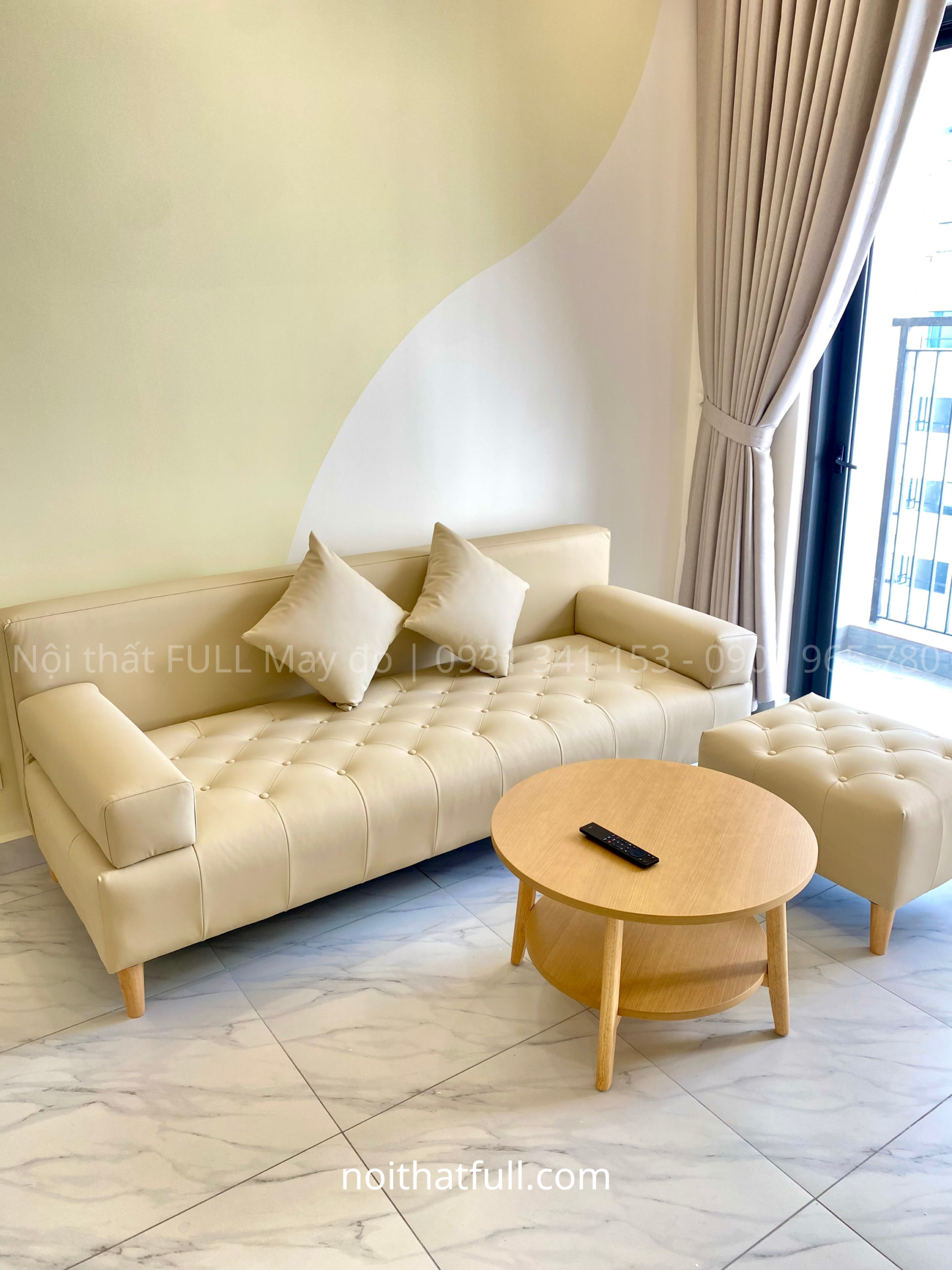Sofa đơn đính nút da chống mực | DH-SF016 Sofa đơn đính nút da chống mực | DH-SF016