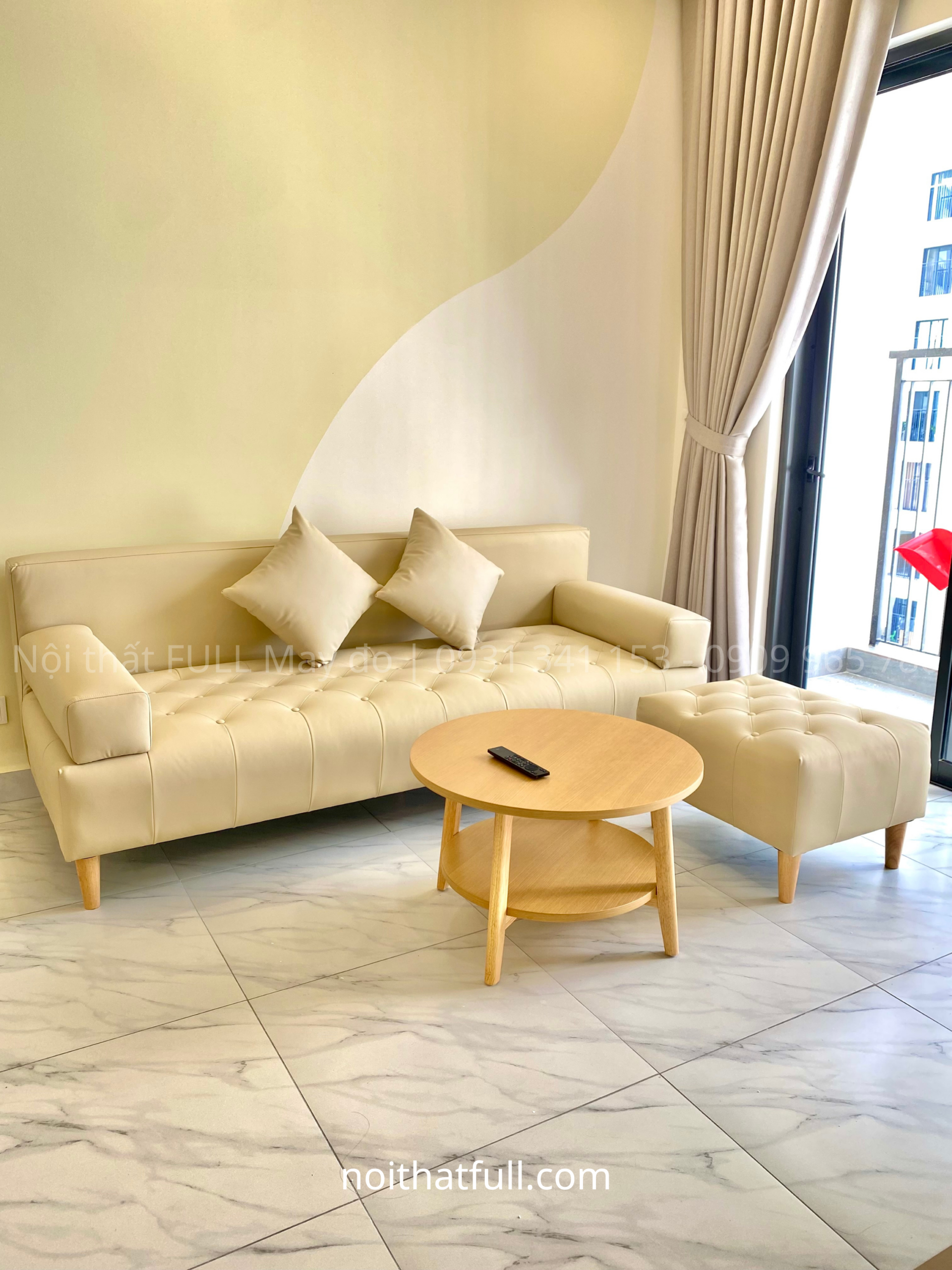 Sofa đơn đính nút da chống mực | DH-SF016 Sofa đơn đính nút da chống mực | DH-SF016