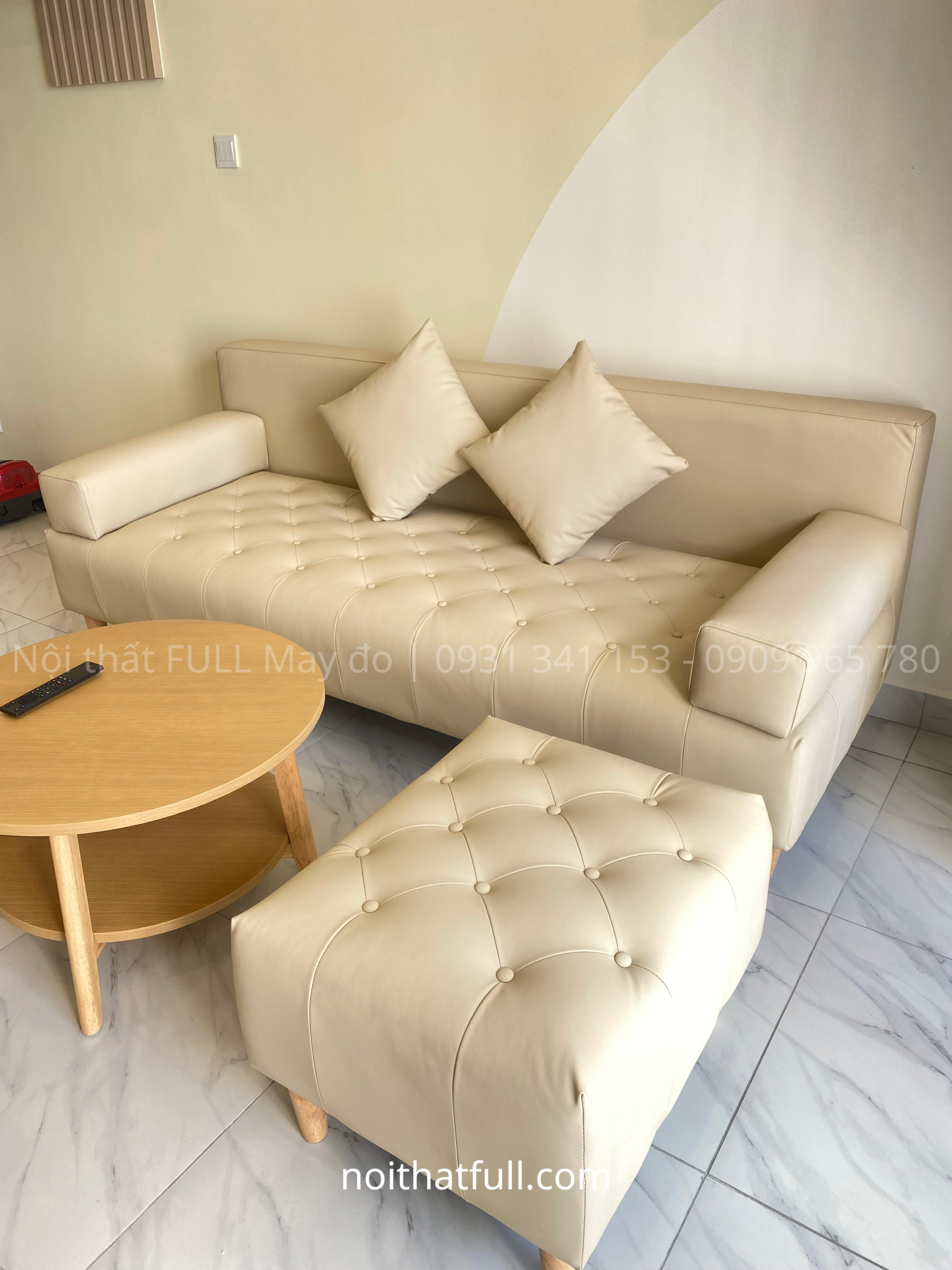 Sofa đơn đính nút da chống mực | DH-SF016 Sofa đơn đính nút da chống mực | DH-SF016
