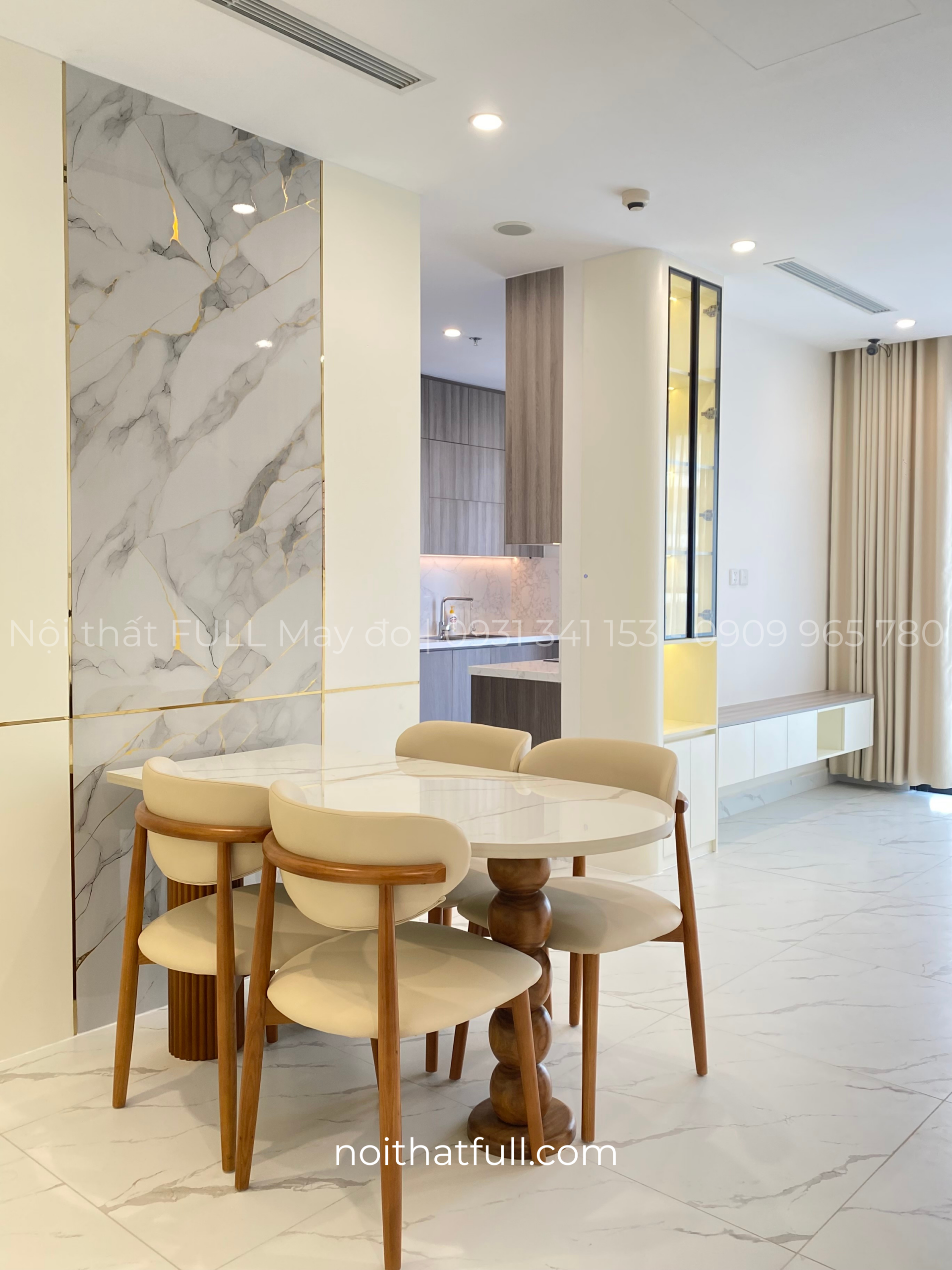 Bộ bàn ăn chân tròn gỗ cao su, mặt đá Lamar chữ U độc lạ | DH-BA001 Bộ bàn ăn chân tròn gỗ cao su, mặt đá Lamar chữ U độc lạ | DH-BA001